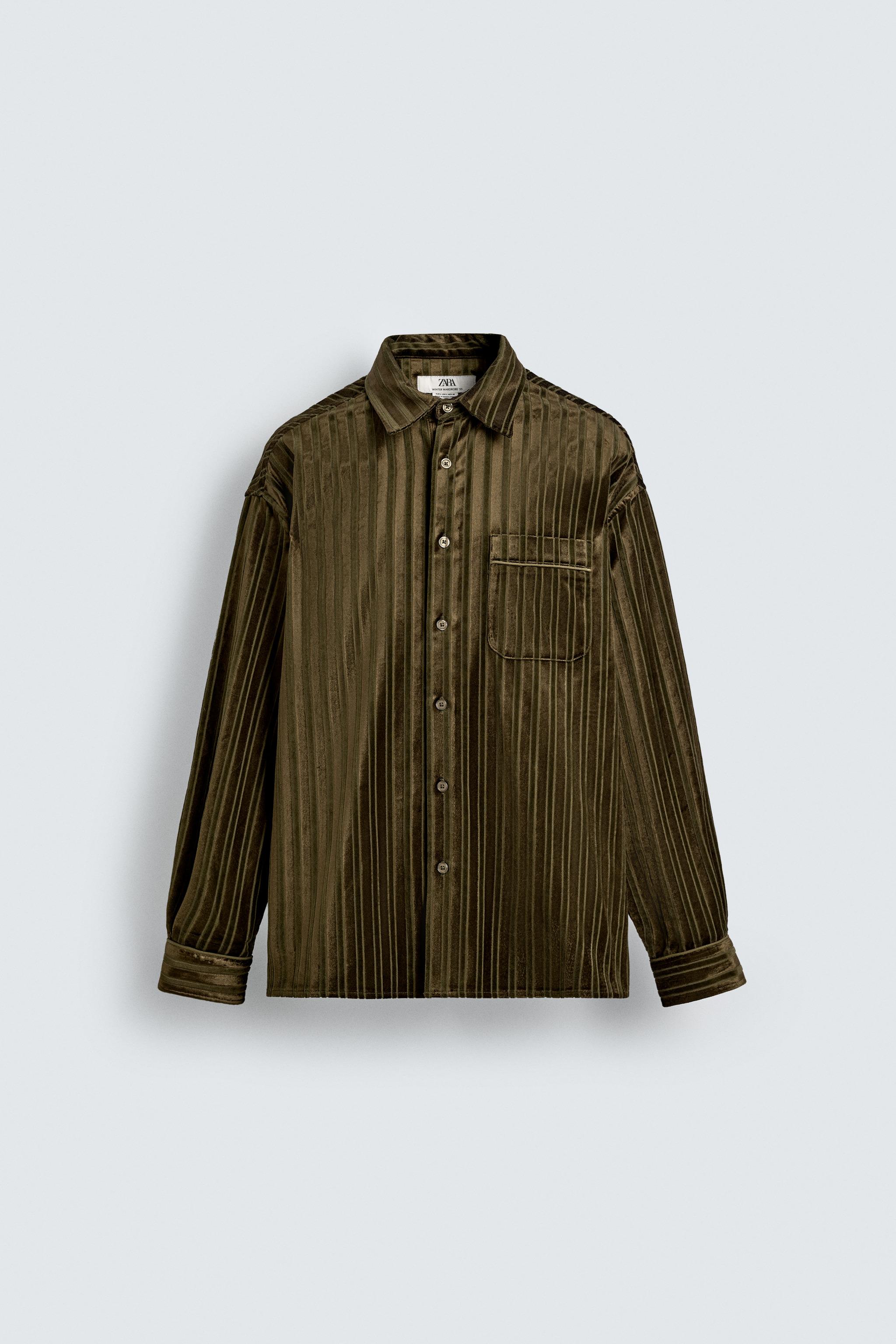 VELVET EMBOSSED STRIPED SHIRT